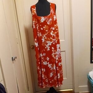 Floral Orange Sleeveless Dress